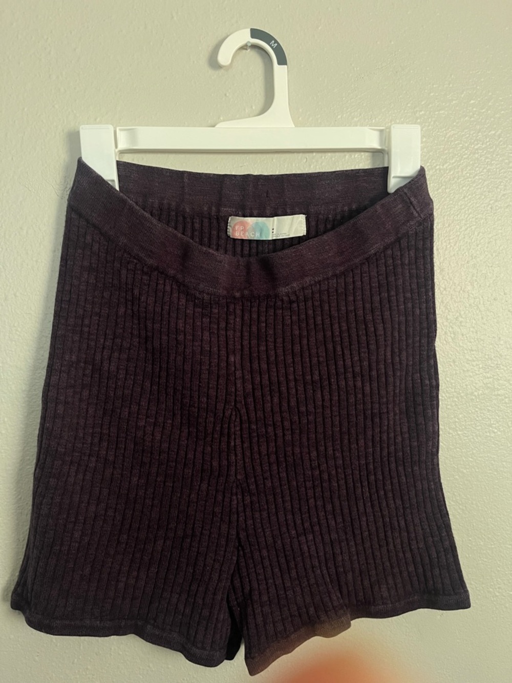 Free People Beach Cozy Ribbed Knit Shorts - Dark Plum